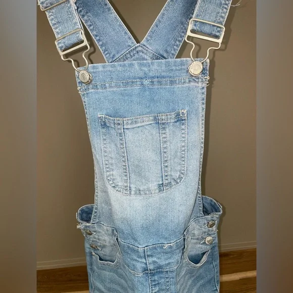 Blue Spice Denim Short Overalls - Picture 2 of 5